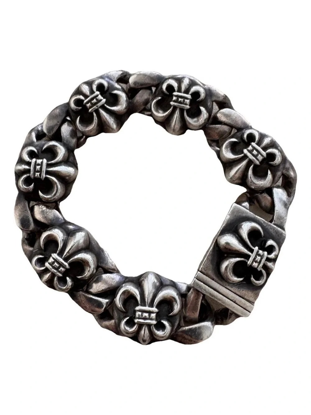 Chrome Hearts Silver Fleur de Lis Link Bracelet